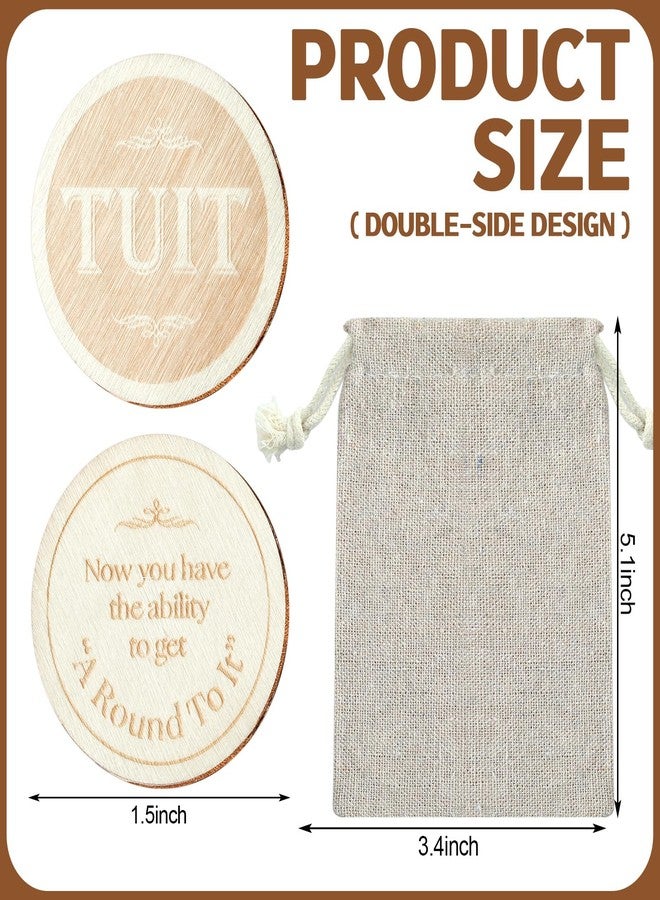 Sonwyoung 24 Pcs Wood Round Tuit 1.5 Inch Polished Wooden Tokens with Bag When You Get a Round to It for Colleague Family - Image 2